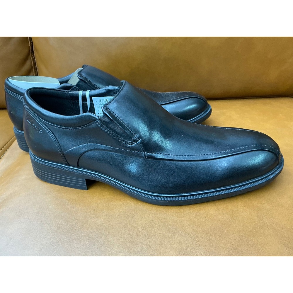 Clarks Steadwell Step Loafers Mens‎ 7 Black Excellent Leather Slip On Shoes